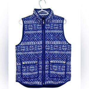 J. Crew Womens Nordic Blue & White Puffer Vest W/ Front Pockets Size M